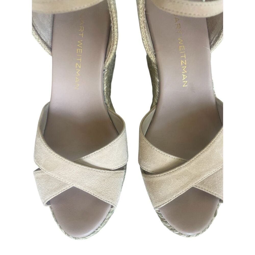 Stuart Weitzman Mirella II Nude Suede Leather Wedge Sandals Women’s Size 6.5 - Picture 7 of 7